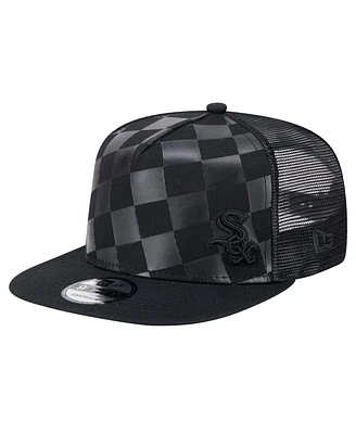 New Era Men's Black Chicago White Sox Score Check 9FIFTY A-Frame Trucker Snapback Hat