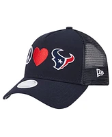 New Era Women's Navy Houston Texans Peace Love Trucker 9FORTY Adjustable Hat