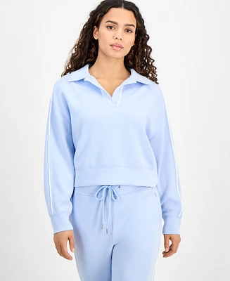 And Now This Petite Piped-Trim Cropped Spread-Collar Sweatshirt, Exclusively at Macy's