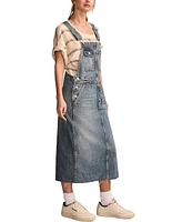 Lucky Brand Women's Cotton Raw-Hem Denim Overalls Dress