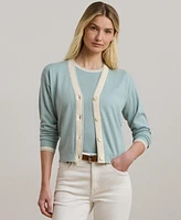 Lauren Ralph Women's Two-Tone Cotton-Blend Cardigan