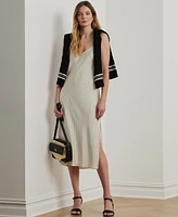 Lauren Ralph Women's Polka-Dot Satin Charmeuse Slip Dress