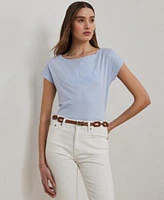 Lauren Ralph Lauren Womens Beaded Logo Cotton Jersey Tee Pxs Xxl
