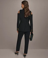 Donna Karan New York Womens Cold Shoulder Blazer Slim Leg Pants