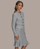 Donna Karan New York Women's Tweed Collarless Jacket, Regular & Petite