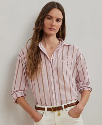 Lauren Ralph Lauren Women's Oversize Striped Cotton Broadcloth Shirt