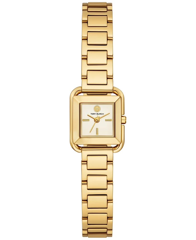 Tory Burch Women's The Kira Square Gold-Tone Stainless Steel Bracelet Watch 18mm