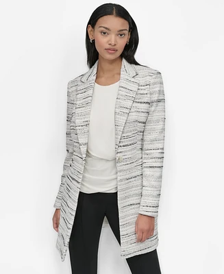 Dkny Petite Tweed One-Button Topper Jacket