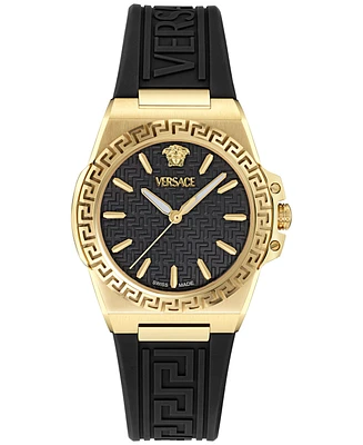 Versace Women's Swiss Greca Reaction Black Polyurethane Strap Watch 38mm