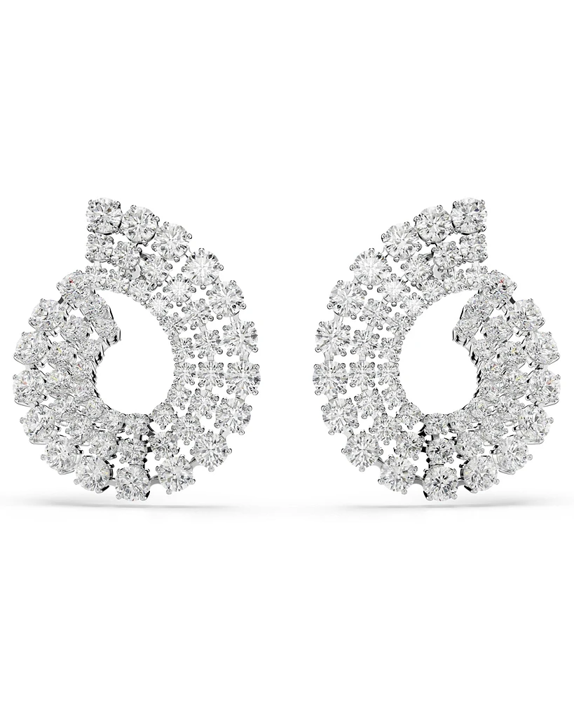 Swarovski Matrix Rhodium Plated Round Cuts Hoop Earrings