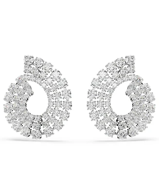 Swarovski Matrix Rhodium Plated Round Cuts Hoop Earrings