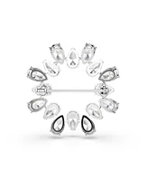 Swarovski Matrix Rhodium Plated Pear Cut White Brooch