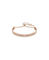 Swarovski Matrix Round Cut White Rose Gold-Tone Plated Tennis Bracelet