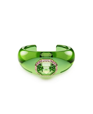 Swarovski Dulcis Octagon Cut Pave Green Gold-Tone Plated Cuff Bracelet