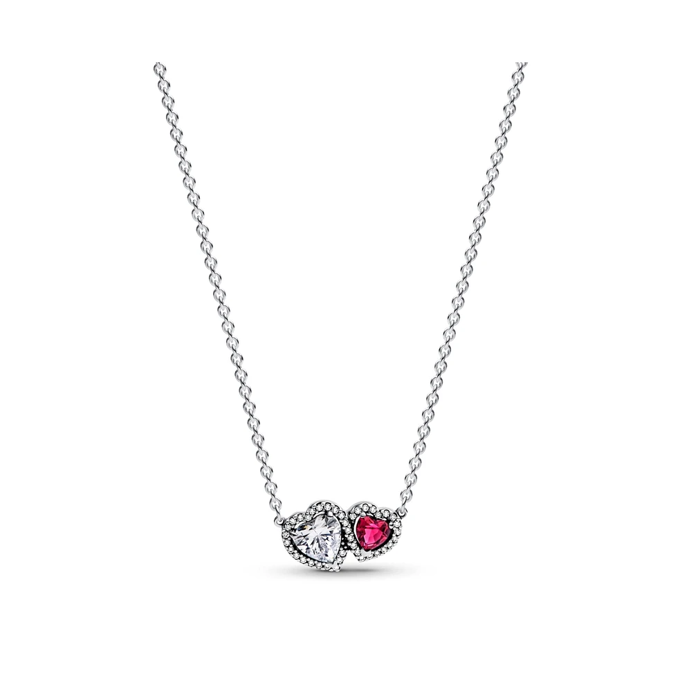 Pandora Sterling Silver Halo Hearts Pendant Necklace