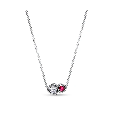 Pandora Sterling Silver Halo Hearts Pendant Necklace