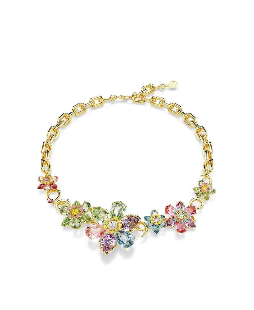 Swarovski Idyllia Mixed Cuts Flower Multicolored Gold-Tone Plated Necklace