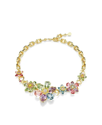 Swarovski Idyllia Mixed Cuts Flower Multicolored Gold-Tone Plated Necklace