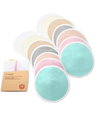 KeaBabies Maternity 14pk Organic Nursing Pads Lite, Washable Breast Pads + Wash Bag, Reusable Nipple Pads