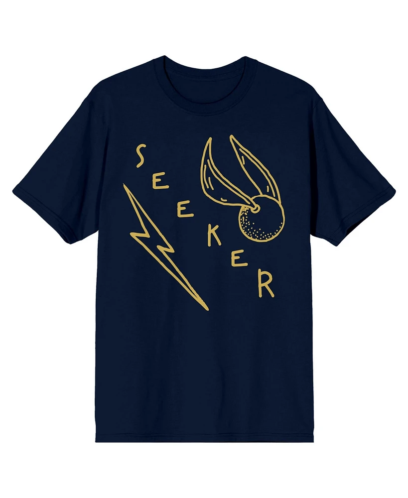 Harry Potter Quidditch Seeker Line Art Men's Navy T-shirt-xxl