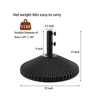 23in Patio Umbrella Base Round Heavy Duty Umbrella Base Outdoor Umbrella Stand Water and Sand Fillable for Backyard Garden