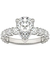 Charles & Colvard Moissanite Solitaire & Trellis-Set Side Stone Ring (3-1/2 ct. t.w.) in 14k White Gold