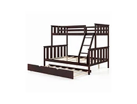 3-in-1 Bunk Bed with Trundle and Ladder, Perfect for Kids' Rooms, Sleepovers, Guest Use