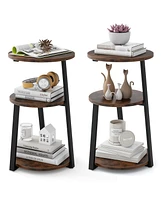 3-Tier Round Accent Side Table with Open Storage Shelves for Small Spaces