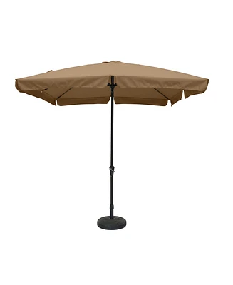 8 ft. x 10 ft. Square Crank Design Skirt with Skylight Outdoor Market Umbrella in Red with Base