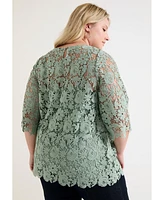 June + Vie Women's Allover Lace Top
