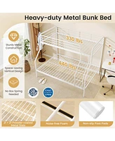Sturdy Over Bunk Bed with Ladder and Full-Length Safety Rails