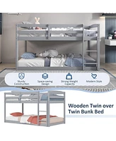 Bunk Bed with High Guardrails and Integrated Ladder