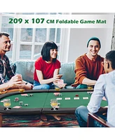 Portable 84 x 42 Inch 10-Player Foldable Padded Poker Table Top-Green