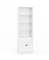 71 Inch Freestanding Bookshelf with 6 Shelves and 2-Door Cabinet