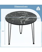 Round Coffee Table with Thickened Tabletop and Metal Tripod Legs