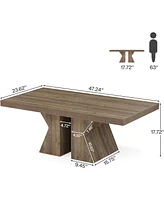 Tribesigns Wood Coffee Table, 47-Inch Rectangular Center Table with Thick Wooden Base