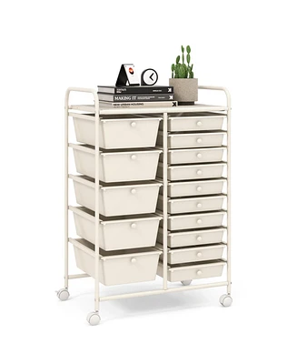 15-Drawer Utility Rolling Organizer Cart Multi-Use Storage