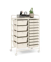 15-Drawer Utility Rolling Organizer Cart Multi-Use Storage