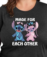 Hybird Apparel Plus Stitch Valentine's Day Made For Each Other Graphic Crew Neck T-Shirt