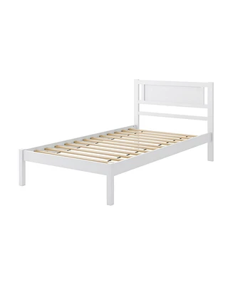 Wood Bed Frame with Headboard and Wooden Slats Support