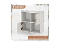 4-Cube Bookcase 3-Tier Bookshelf with Dual Anti-Tipping Kits and 2 Cabinets