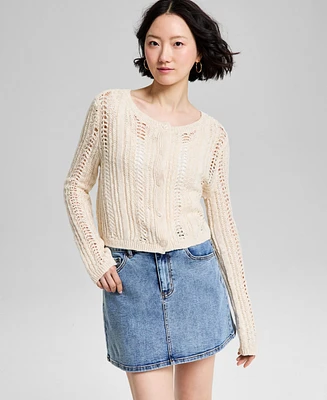 And Now This Women's Pointelle-Knit Scoop-Neck Cardigan, Exclusively at Macy's