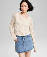 And Now This Women's Pointelle-Knit Scoop-Neck Cardigan, Exclusively at Macy's
