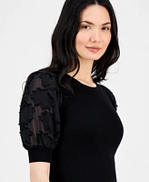 T Tahari Women's Round-Neck Elbow-Length-Sleeve