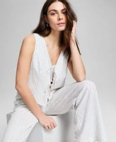 Now This Womens Front Tie Linen Vest Side Tie Linen Pants Exclusively At Macys