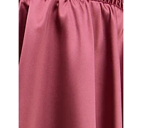 B Darlin Juniors' Satin Tie-Neck Smocked-Waist Dress