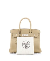 Pre-Owned HERMES Birkin 30 Handbag Light Clemence with Palladium Hardware