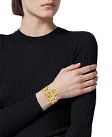 Versace Women's Swiss Reveal Square Gold Ion Plated Bracelet Watch 18x25mm