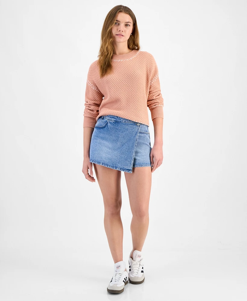 And Now This Women's Side-Button Denim Mini Skort, Exclusively at Macy's