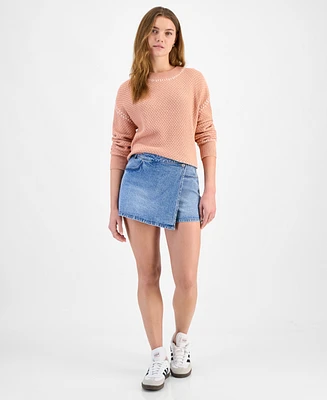 And Now This Women's Side-Button Denim Mini Skort, Exclusively at Macy's